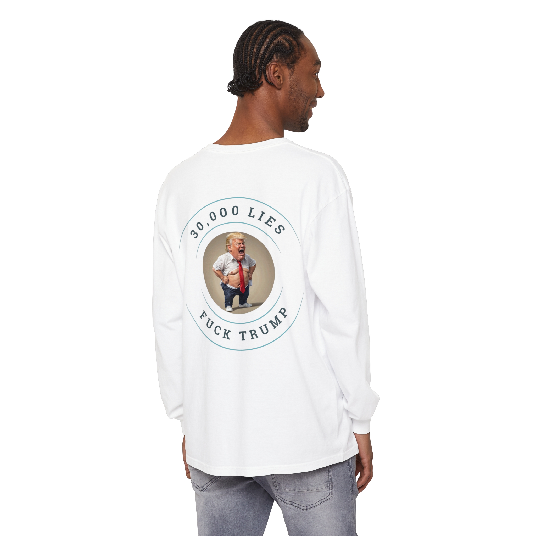 30,000 LIES Unisex Garment-dyed Long Sleeve T-Shirt - Image 4