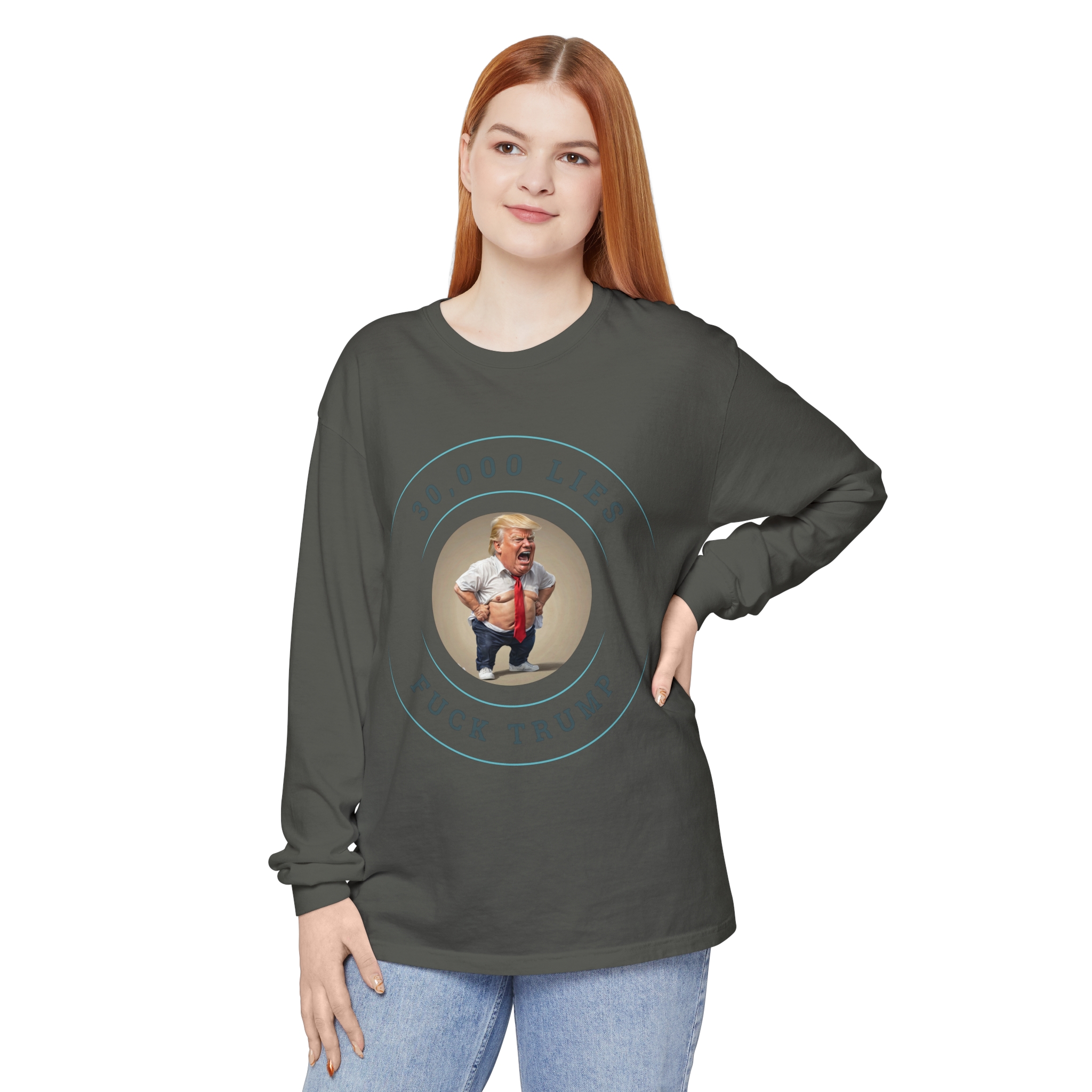 30,000 LIES Unisex Garment-dyed Long Sleeve T-Shirt - Image 53