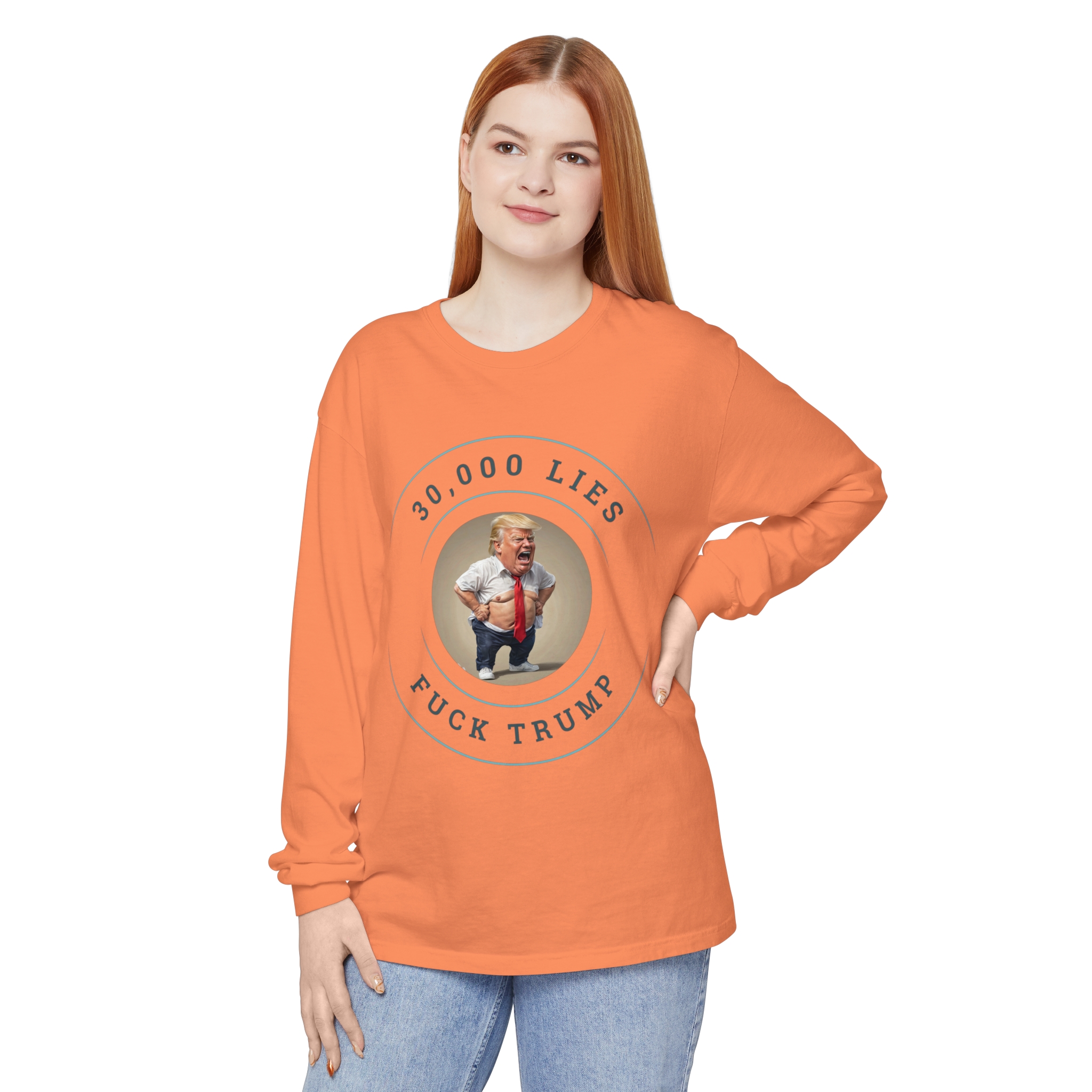 30,000 LIES Unisex Garment-dyed Long Sleeve T-Shirt - Image 11