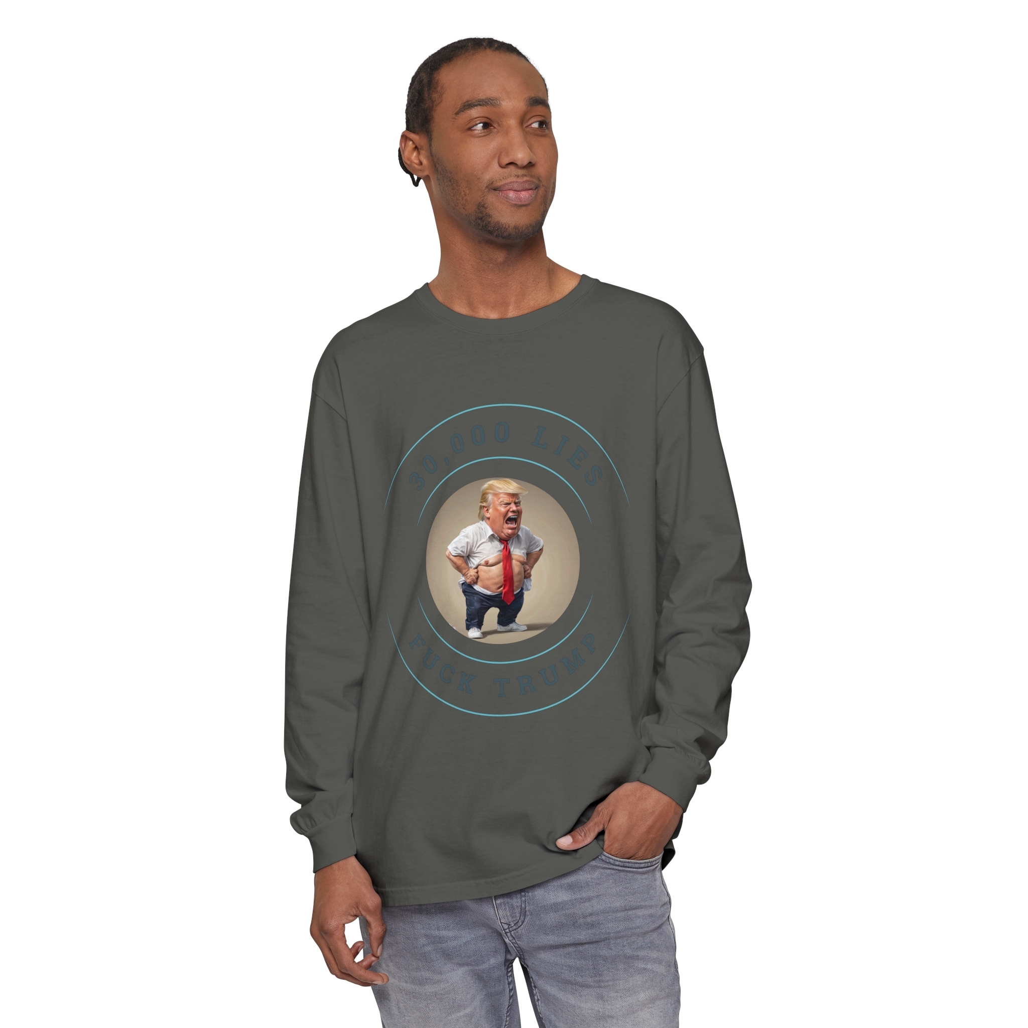 30,000 LIES Unisex Garment-dyed Long Sleeve T-Shirt - Image 51