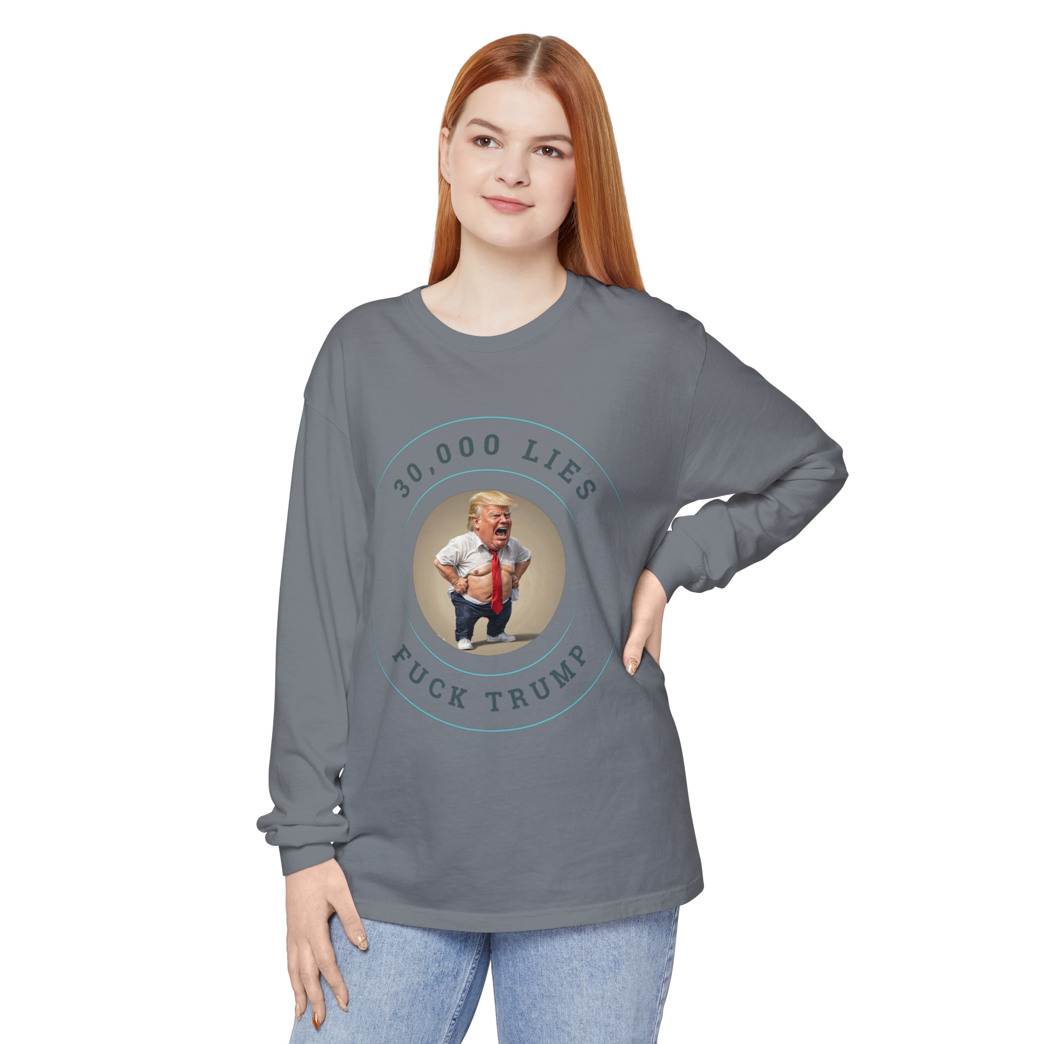 30,000 LIES Unisex Garment-dyed Long Sleeve T-Shirt - Image 77