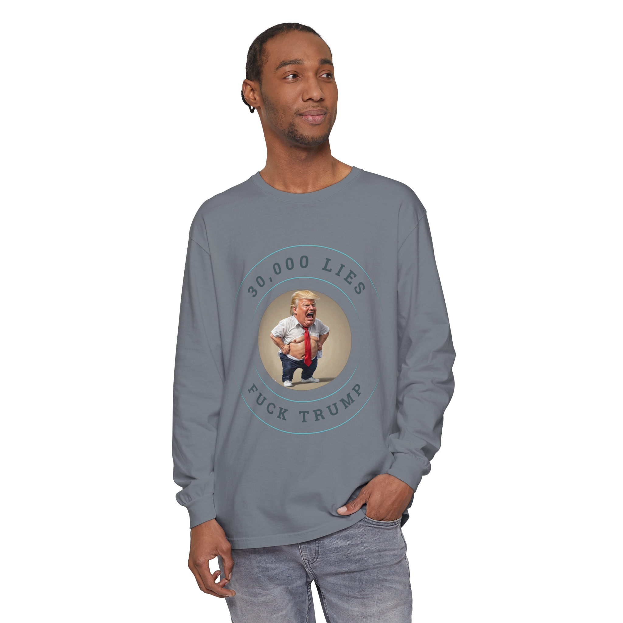 30,000 LIES Unisex Garment-dyed Long Sleeve T-Shirt - Image 75
