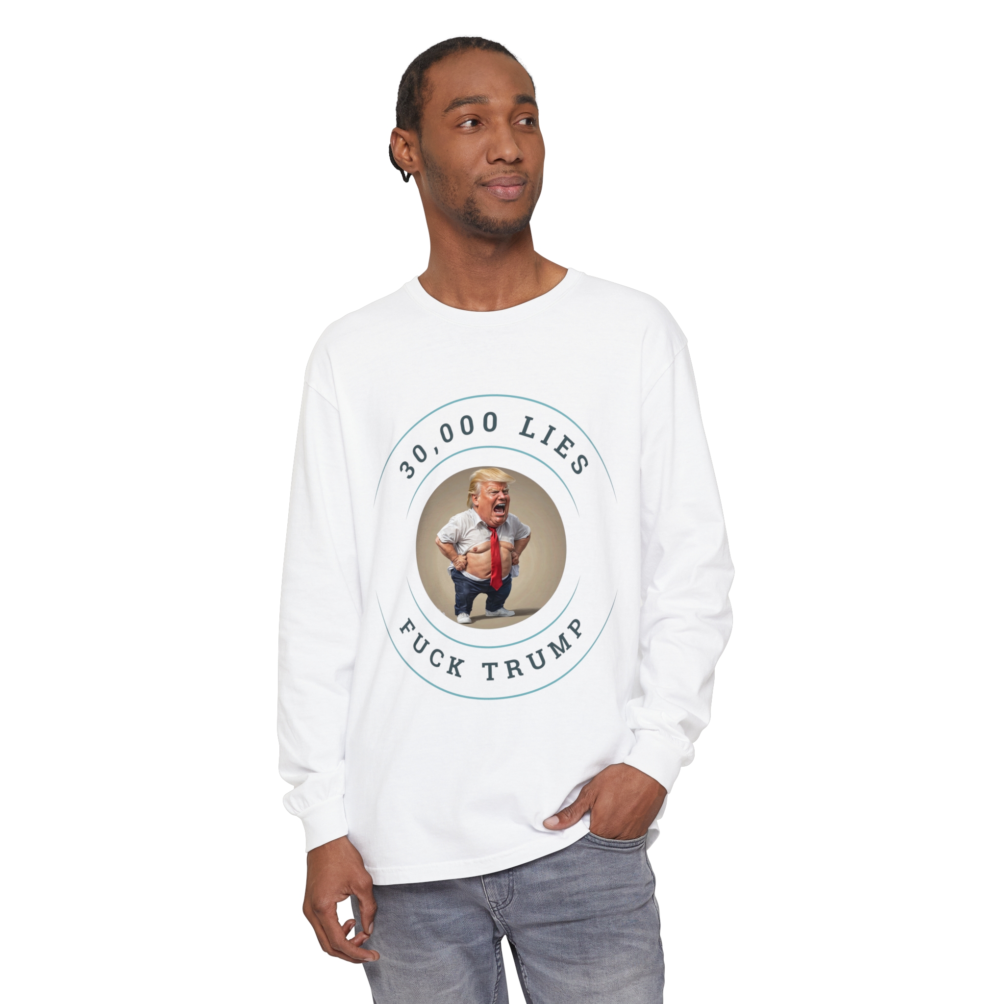 30,000 LIES Unisex Garment-dyed Long Sleeve T-Shirt - Image 3