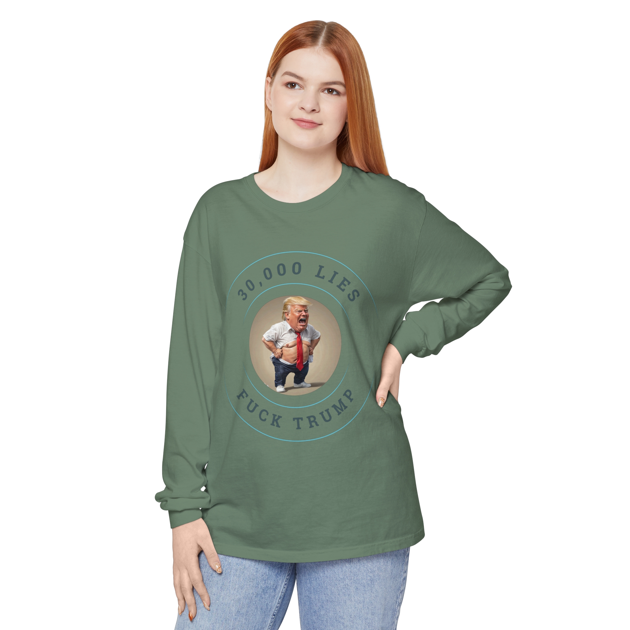 30,000 LIES Unisex Garment-dyed Long Sleeve T-Shirt - Image 71