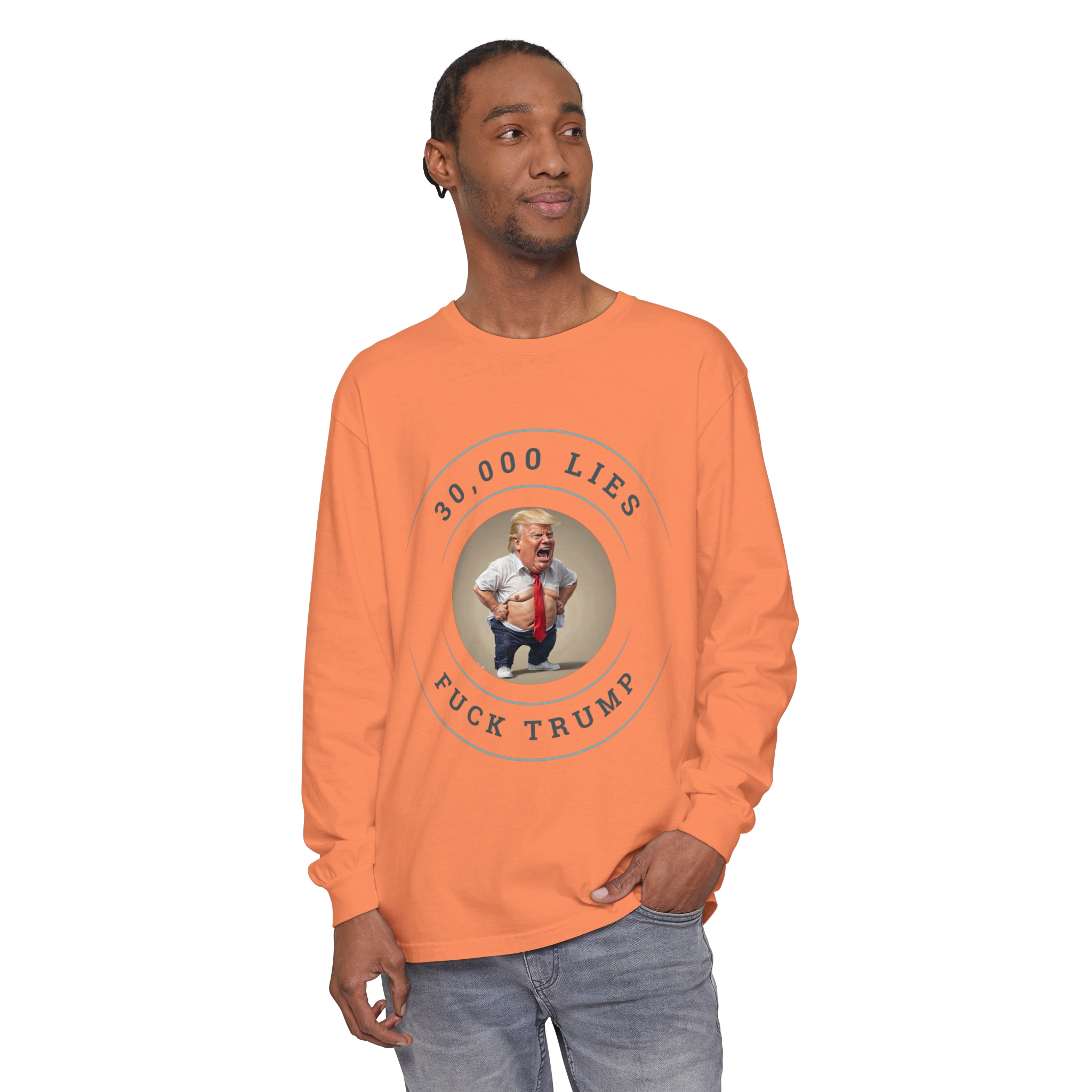 30,000 LIES Unisex Garment-dyed Long Sleeve T-Shirt - Image 9