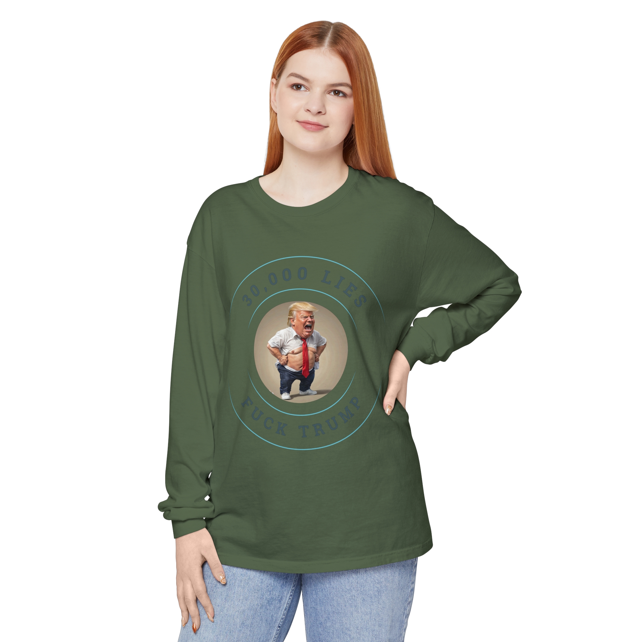 30,000 LIES Unisex Garment-dyed Long Sleeve T-Shirt - Image 65